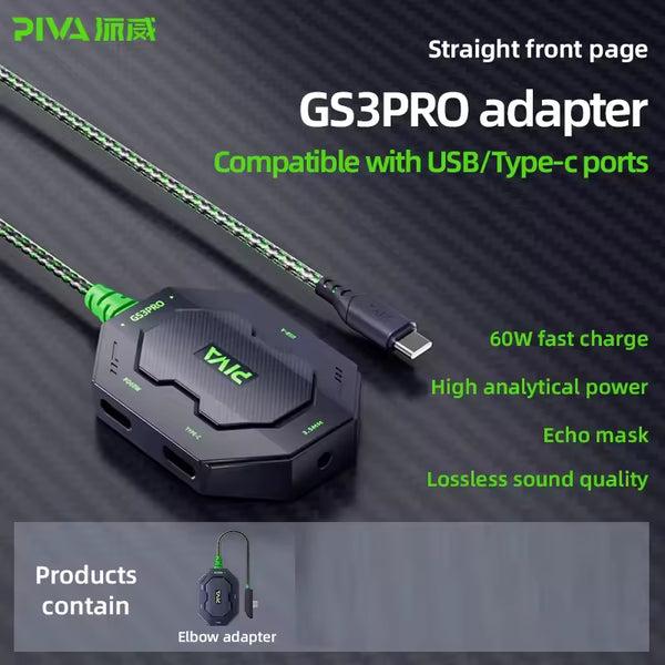 PIVA GS3 PRO Gaming Audio & Charging Adapter (Straight Version)
