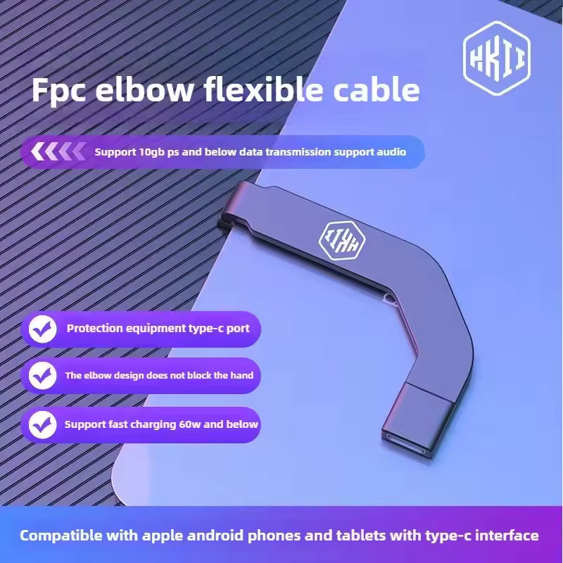 Universal Type-C Connector Converter Charging Port Adapter H3 Elbow Flexible Cable Bend Data Cable FPC Flexible Ribbon Cable