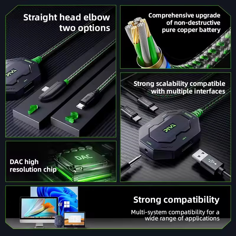PIVA GS3 PRO Gaming Audio & Charging Adapter (Straight Version)