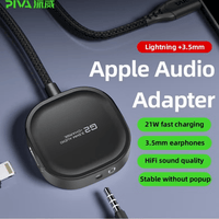 Piva G2 iPhone Dual Port Splitter 3.5mm Lightning Converter MFI Certified Chipset by Apple with Long Wire