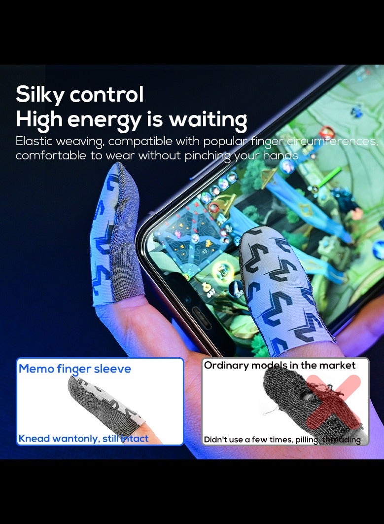 MEMO Ultra-Thin 0.3mm Gaming Finger Sleeves – High Sensitivity Silver Fiber, Sweat-Proof & Breathable, Anti-Slip for Smooth & Precise Touch Control – Includes Metal Storage Case – Compatible with iPhone, iPad, RedMagic, Samsung – Ideal for PUBG, COD & FPS