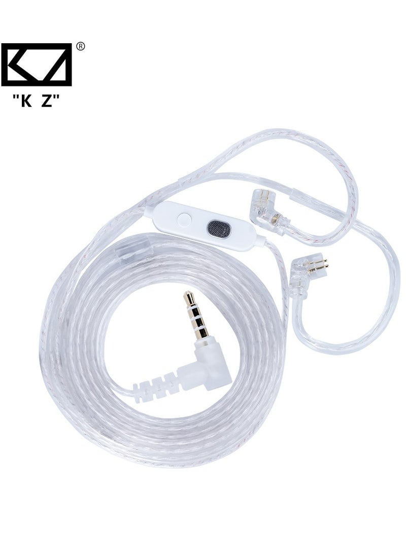 Z 47-42 AUX 0.78mm Pin Silver-Plated Upgrade Cable with Professional-Grade Dual Microphone Array for Full-Frequency Ultra-HD Voice, Compatible with KZ 0.78mm Pin Series in-Ear Headphones (3.5mm)