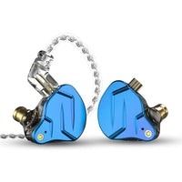 KZ ZSN PRO X IEM Dual Driver 1BA+1DD Hybrid Metal Earphones HiFi in-Ear Monitor with Detachable Recessed 2Pin Cable, Zinc Alloy Panel (With Mic, BLUE)