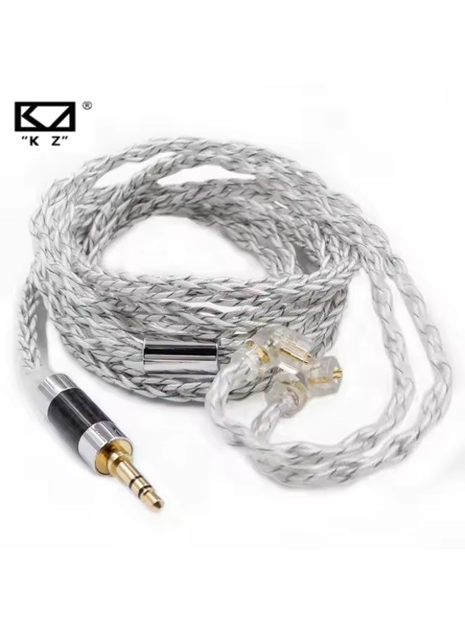 Z 784 Core Blue-Silver Mixed Silver-Plated Hi-Fi Audio Upgrade Cable, 3.5mm Plug, 2-Pin Connector, Low-Loss High-Purity Replacement Cable for KZ IEM Earphones