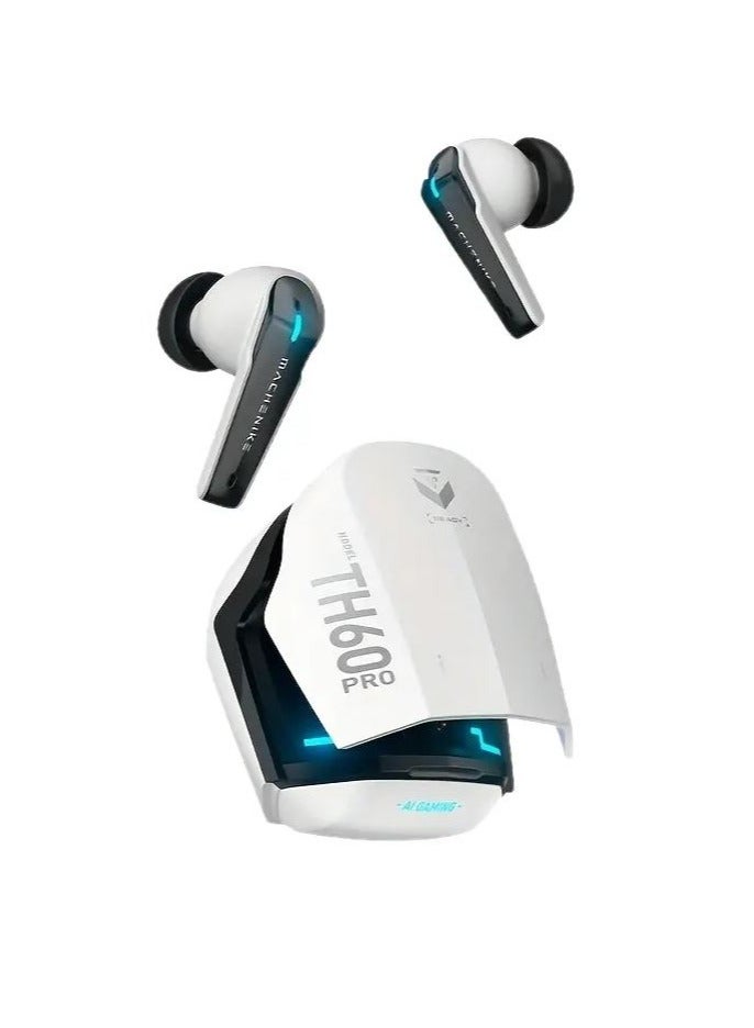 Machenike TH60 Pro Ai Gaming Earbuds TWS – Bluetooth 5.4, Ultra Low Latency, Wireless Gaming AirPods with ANC, Dual Sound Modes (Gaming & Music), ENC Mic, IPX5 Waterproof, USB-C Fast Charging – Compatible with RedMagic, iPhone, iPad, Android, Samsung