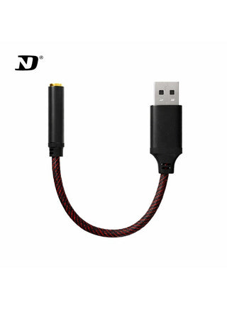 كابل محول صوت NDND N1 3.5mm إلى USB-A مع DAC مدمج، صوت Hi-Res 24-bit/96kHz، نقل صوت إلغاء الضوضاء، زمن انتقال منخفض جداً