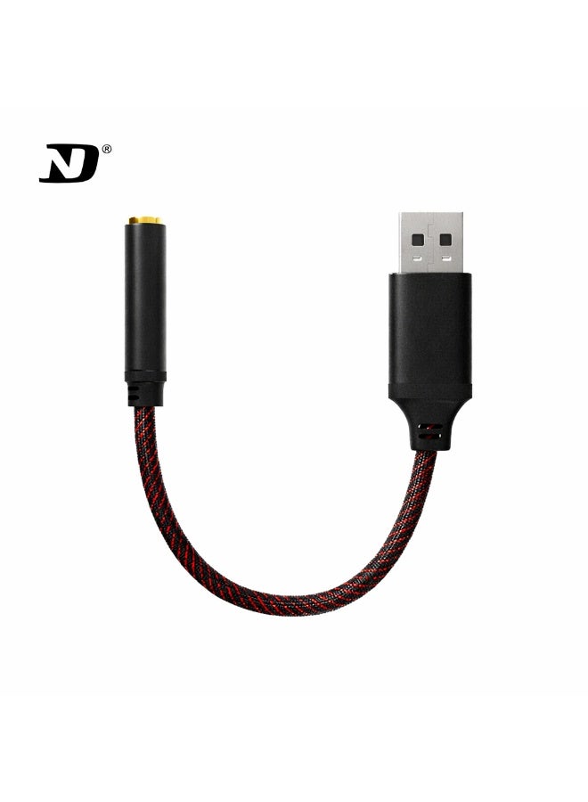 NDND N1 3.5mm to USB-A Audio Adapter Cable with Built-in DAC, Hi-Res 24-bit/96kHz Sound, Noise-Cancelling Audio Transmission, Ultra-Low Latency