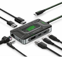 PIVA DS7 7-in-1 USB-C Docking Station & Gaming Hub – 4K@60Hz HDR Video, 100W PD Fast Charging, 32Bit/384KHz Hi-Fi Audio, Gigabit Ethernet, USB 3.1 Data Transfer for Streaming & Recording – Compatible with RedMagic, iPhone, iPad, Android & Laptops