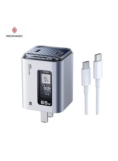 RedMagic mini 65W Fast Charger , 2-Port Compact Design, Foldable Pins, NeoCharger 3.0, For Redmagic Nova, iPad, Tablets, iPhone, Macbook, Laptops - Includes Cable - (US Version)