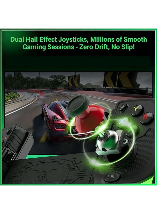 Mobile Game Controller GAMWING AB05, Type-C Telescopic Gaming Gamepad for iPhone, iPad, Android Phones & Tablets, Hall Effect Joysticks, RGB Lighting, Pass-Through Charging, Turbo Auto-Fire, Macro Buttons for PUBG Mobile, COD Mobile
