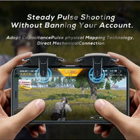 MEMO AK05 Automatic Laser Gaming Mobile Triggers, Super Fast Shooting, 25mah long lasting battery,High-Frequency Burst Mode, Alloy Buttons, IPhone/Android, Redmagic Compatible, PUBG Battlefield Accessory