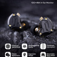 KZ ZS10 PRO X IEM original Upgraded 1DD+4BA Hybrid Driver HiFi in Ear Earphones IEM with Alloy Faceplate, Detachable Silver-Plated Recessed 2Pin Cable for Audiophile Musician DJ Stage (With Mic)