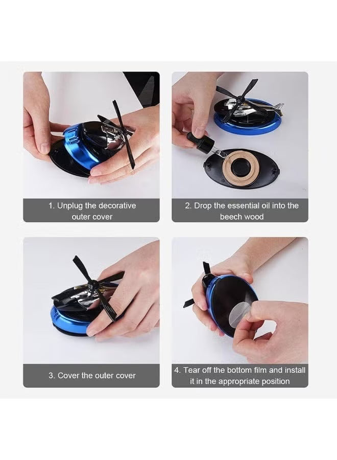 Car Air Freshener Helicopter Solar Energy Rotating Aromatherapy Aviation Al Alloy Diffuser Interior Decoration Accessories Diffuser For Car & Home Car Perfumes - INCLUDES NON SLIP MAT and AIR FRESHENER ESSENTIAL OIL