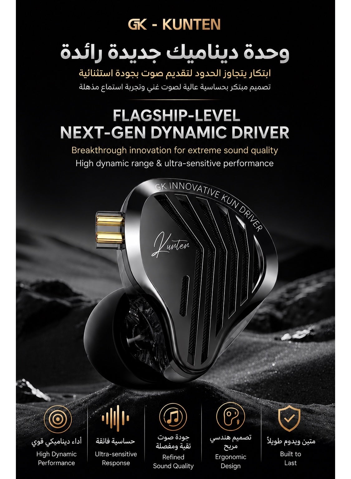 GK KUNTEN IEM Type-C Gaming Earphones with Built-in DSP Sound Card, 4 Sound Mode