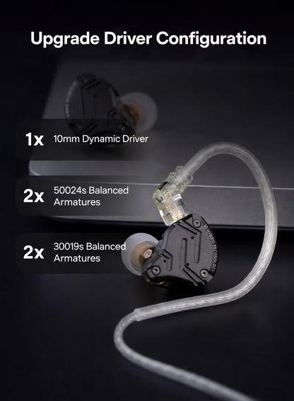 KZ ZS10 PRO X IEM original Upgraded 1DD+4BA Hybrid Driver HiFi in Ear Earphones IEM with Alloy Faceplate, Detachable Silver-Plated Recessed 2Pin Cable for Audiophile Musician DJ Stage (With Mic)