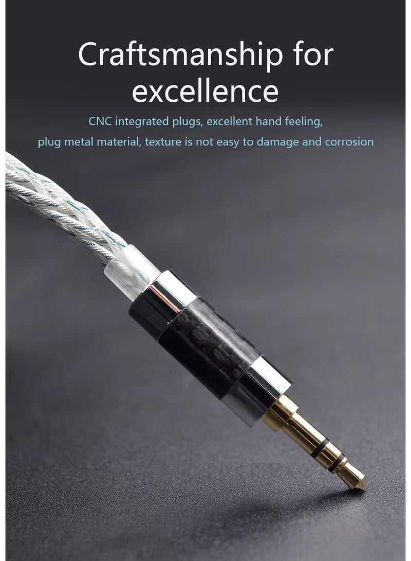 Z 784 Core Blue-Silver Mixed Silver-Plated Hi-Fi Audio Upgrade Cable, 3.5mm Plug, 2-Pin Connector, Low-Loss High-Purity Replacement Cable for KZ IEM Earphones