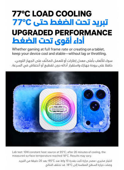 Phone Cooler RedMagic 6 Pro Plus Edition, 33W Magnetic Gaming Phone Cooler with 6000RPM Cooling Fan, RGB Light, 34dB Low Noise, Magnetic + Clip Mount for iPhone, Android, Samsung, RedMagic, Tablets & Mobile Gaming, Black