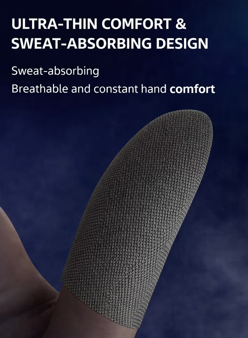 PIVA Dragon Scale Gaming Finger Sleeves – High Sensitivity Silver Fiber, Ultra-Thin & Lightweight, Anti-Sweat Breathable Touchscreen Finger Covers, Smooth & Lag-Free Control for PUBG Mobile, RedMagic, iPhone, iPad & Android (2 Pairs / 4 Pcs)