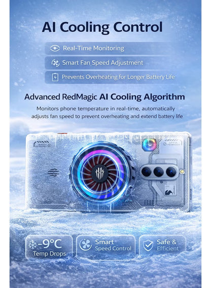 Phone Cooler RedMagic 4 Pro Magnetic Phone/Tablet Cooler –27W Ultra-Cooling Gaming Fan with Graphene Heatsink, Magnetic Mount – Cooling Fan For RedMagic Astra, Smartphones, Tablets, iPad & Steam Deck (Perfect for PUBG Mobile, COD & More)