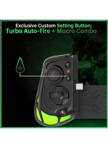 Mobile Game Controller GAMWING AB05, Type-C Telescopic Gaming Gamepad for iPhone, iPad, Android Phones & Tablets, Hall Effect Joysticks, RGB Lighting, Pass-Through Charging, Turbo Auto-Fire, Macro Buttons for PUBG Mobile, COD Mobile