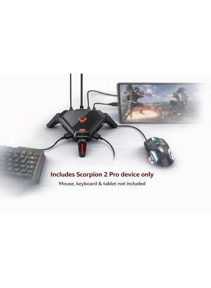 Scorpion 2 Pro Keyboard & Mouse Converter for Mobile Gaming by Gamwing, Wired 100Mbps Ethernet Network Port, Low Latency Signal Transmission, 2000Hz Polling Rate, RGB Lighting, Multiple Audio Interfaces, Supports RedMagic, Android 10+, HyperOS, HarmonyOS,