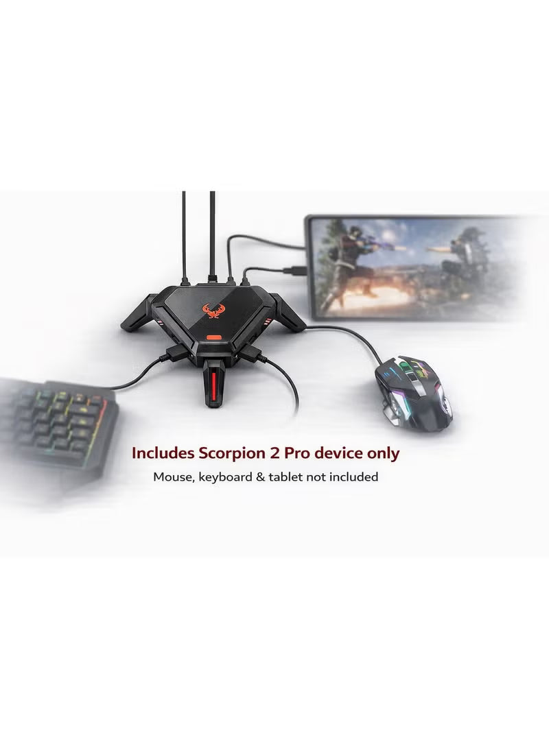 Scorpion 2 Pro Keyboard & Mouse Converter for Mobile Gaming by Gamwing, Wired 100Mbps Ethernet Network Port, Low Latency Signal Transmission, 2000Hz Polling Rate, RGB Lighting, Multiple Audio Interfaces, Supports RedMagic, Android 10+, HyperOS, HarmonyOS,