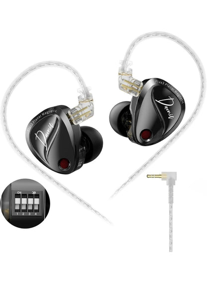KZ Duonic IEM Bass Improved Version with Tuning Switches, wired 3.5mm Hybrid HiF