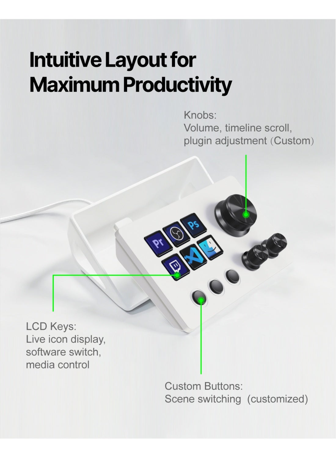 Mirabox N3 Stream Controller Deck V3 with 6 Programmable LCD Keys, 3 Multifuncti