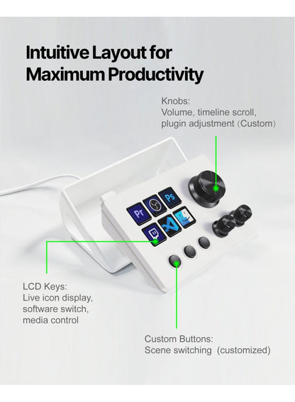 Mirabox N3 Stream Controller Deck V3 with 6 Programmable LCD Keys, 3 Multifuncti