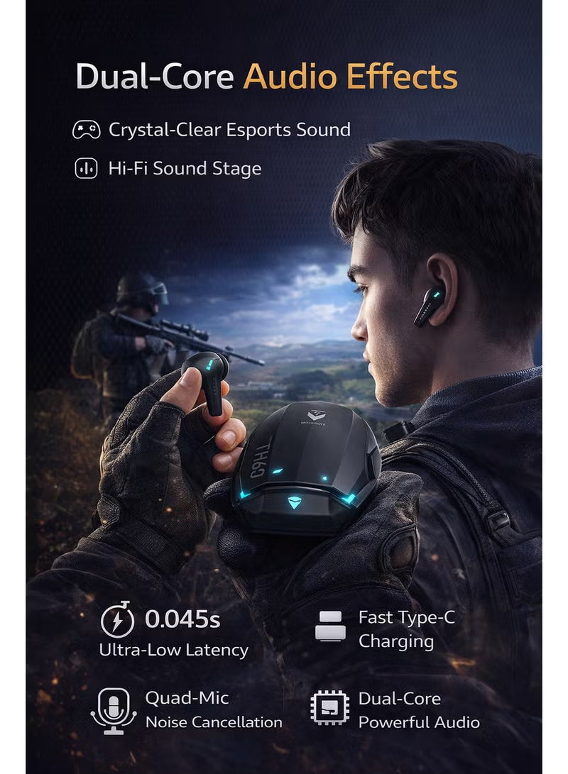 Machenike TH60 Gaming Earbuds TWS – Bluetooth 5.4, Ultra Low Latency Wireless Gaming AirPods, Dual Sound Modes (Gaming & Music), ENC Mic, IPX5 Water Resistant, Long Battery with Charging Case, USB-C Fast Charging – RedMagic, iPhone, iPad, Android, Samsung