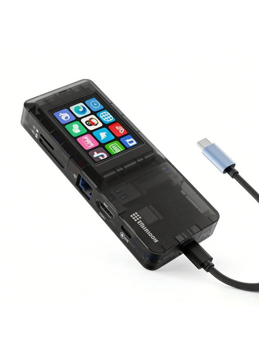 Mirabox H1 8 in 1 Smart Docking Station with Built-in Touch Display Screen, Mult