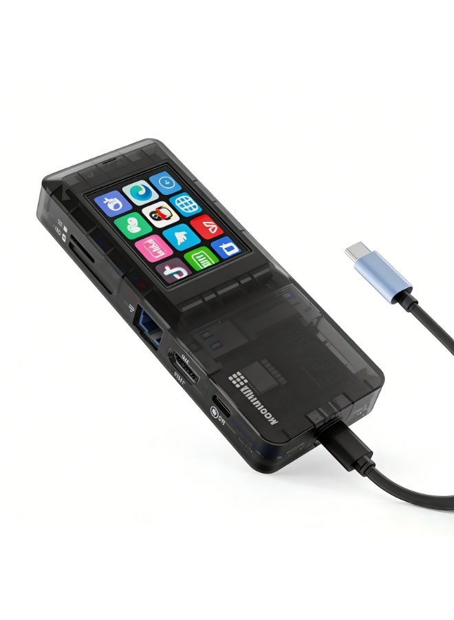 Mirabox H1 8 in 1 Smart Docking Station with Built-in Touch Display Screen, Mult
