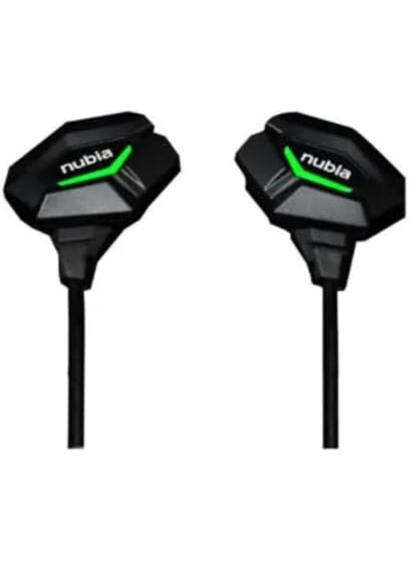 Nubia RedMagic سماعات رأس الألعاب، مع ميكروفون مدمج، أسود مع لمسة LED خضراء، سلكي