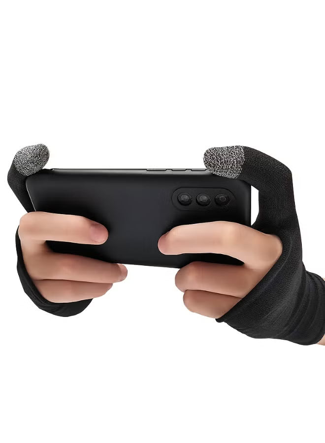 MEMO Carbon Fiber Two-Finger Gaming Glove – High Sensitivity Touch, Breathable & Sweat-Proof, Anti-Slip Design for Smooth & Precise Control – Compatible with iPhone, iPad, RedMagic, Samsung – Ideal for PUBG, COD & FPS Gaming (1 Pair - 2 PCS)