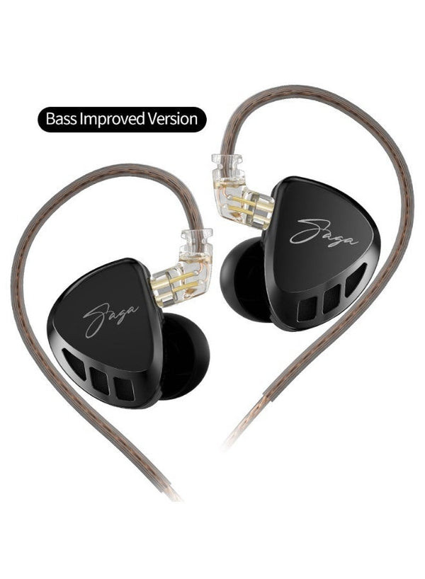 KZ Saga IEM Bass Improved Version, Wired 3.5mm HiFi In-Ear Monitor Earphones with HD Microphone and Single-Button Control, High-Performance Internal Magnetic Dynamic Driver, Deep Sub-Bass, Enhanced Midrange Vocals, Harman Curve Tuning, Immersive 360° Pano