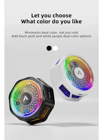 PIVA B25 20W Mobile Phone Cooling Fan for Gaming, Fast Cooling at 40°C, Magnetic Clip, RGB Lighting for a Professional Look, Durable and Scratch Resistant, Smart Control of Fan Speed and Lighting, White + 2× P2 Flaregun Sleeves
