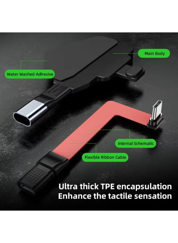 واقي PIVA Gaming FPC Elbow Tail Plug Type C – تصميم Ergonomic بزاوية 90 درجة، دعم 4K@60Hz، شحن سريع 60W ونقل بيانات 10Gbps لـ RedMagic و iPhone و Samsung و أجهزة Android والهواتف الذكية