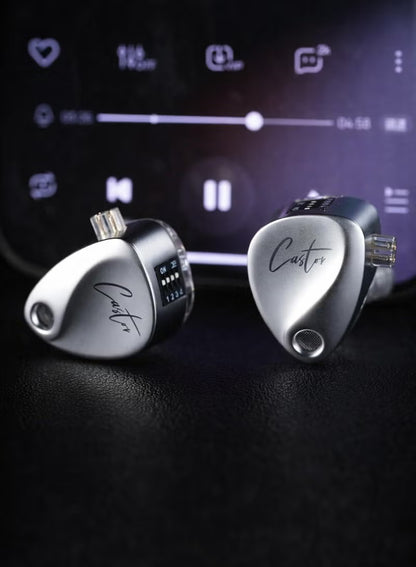 سماعات Z Castor Harman IEM بنسخة الهدف – سماعات في الأذن مع محركات ديناميكية مزدوجة (10mm + 8mm)، صوت قابل للضبط مع 4 مفاتيح ضبط (16 ملف صوتي)، عزل الضوضاء، 3.5mm، 2-Pin بـ 0.75mm، فضي مع ميكروفون