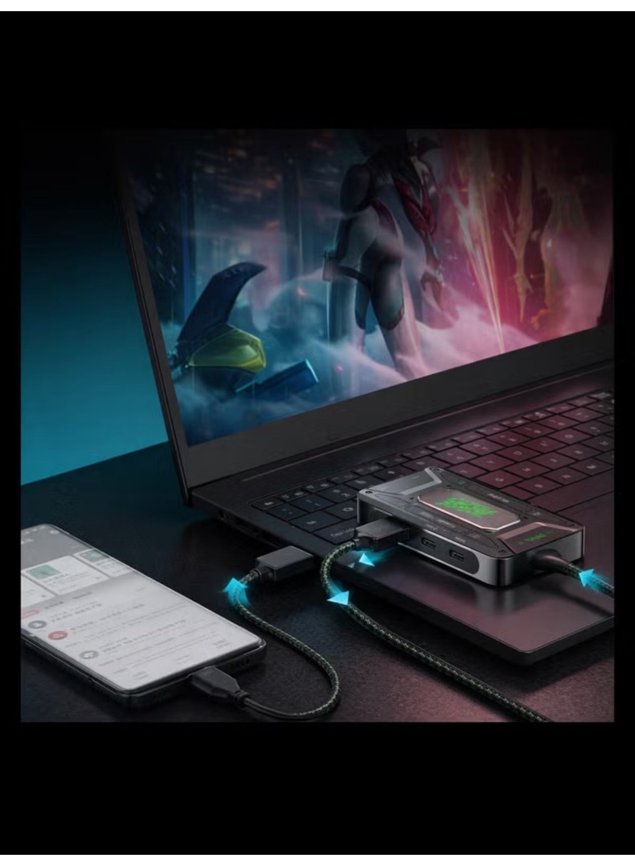 PIVA DS7 Pro 7-in-1 USB-C Docking Station and Gaming Hub with Two-Way Audio Brid