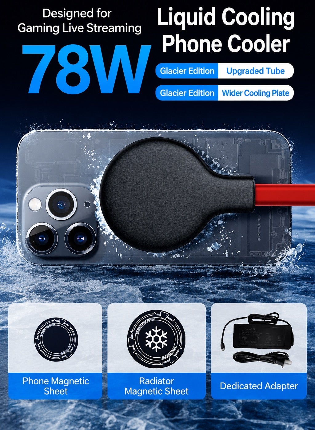 Ni-SHEN Nishen 78W Liquid Cooling Phone & Tablet Cooler, -40 °C degrees Magnetic