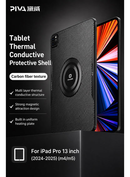 PIVA 2-in-1 Magnetic Gaming Protective Case, Carbon Fiber TPU Cover with Built-I