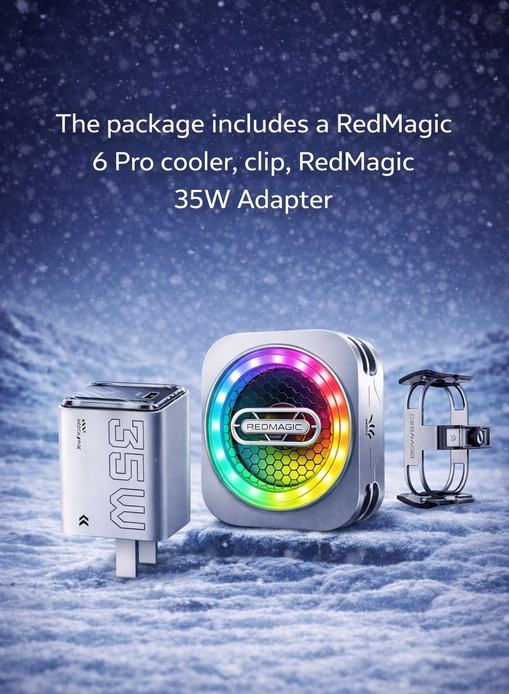 Phone Cooler RedMagic 6 Pro Magnetic Phone/Tablet Cooler – 30W Ultra-Cooling Gaming Fan with 35W Mini GaN Charger, Graphene Heatsink, Magnetic Mount & Clip – Powerful Cooling Fan for Smartphones, Tablets, iPad & Steam Deck (Perfect for PUBG Mobile