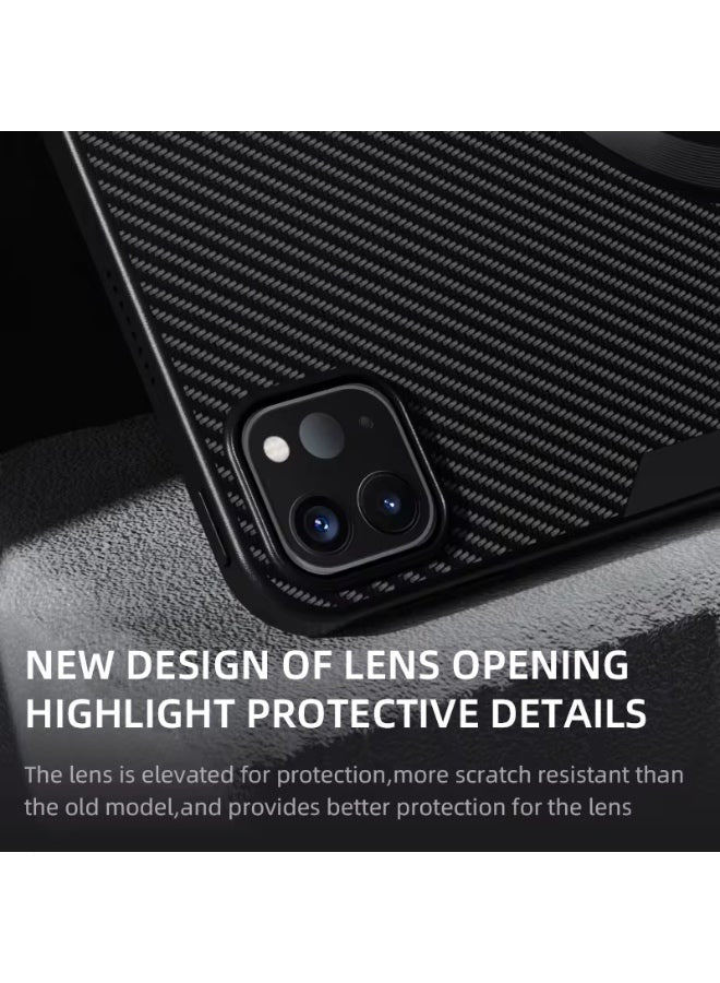 PIVA 2-in-1 Magnetic Gaming Protective Case, Carbon Fiber TPU Cover with Built-I