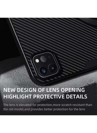 PIVA 2-in-1 Magnetic Gaming Protective Case, Carbon Fiber TPU Cover with Built-I