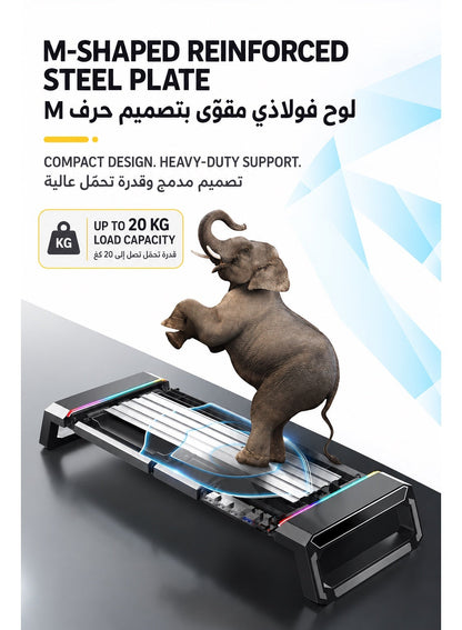 Monitor Stand Riser by ICECOOREL T1, RGB Gaming Computer Monitor Stand with 4-Port USB 2.0 Hub, Storage Drawer, Phone & Tablet Holder, 20kg Heavy-Duty Desk Organizer for PC Laptop Monitor