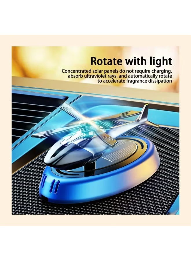 Car Air Freshener Helicopter Solar Energy Rotating Aromatherapy Aviation Al Alloy Diffuser Interior Decoration Accessories Diffuser For Car & Home Car Perfumes - INCLUDES NON SLIP MAT and AIR FRESHENER ESSENTIAL OIL