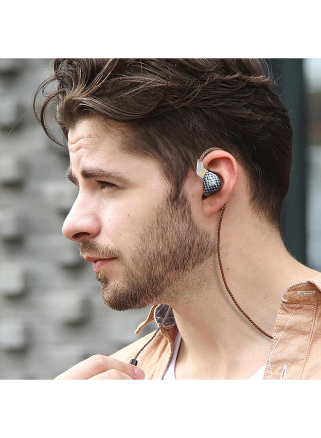 KZ ZST IEM Hybrid HiFi In-Ear Earphones with Microphone, 1 Balanced Armature and 1 Dynamic Driver, Wired 3.5mm Headphones with Powerful Bass, Rich Midrange, Detailed Treble, Ergonomic Secure Fit, Passive Noise Isolation, Memory Ear Hooks and Detachable Ca