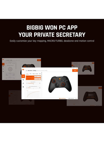 BIGBIG WON Gale Hall Gaming Controller, Wireless & Wired Gamepad, 2000-Level Precision Joysticks, 12-Bit ADC, Zero Dead Zone, Anti Stick Drift, 1000mAh Battery, Charging Dock, 2.4G Bluetooth, Gyroscope, Macro, for PC Switch iOS Android
