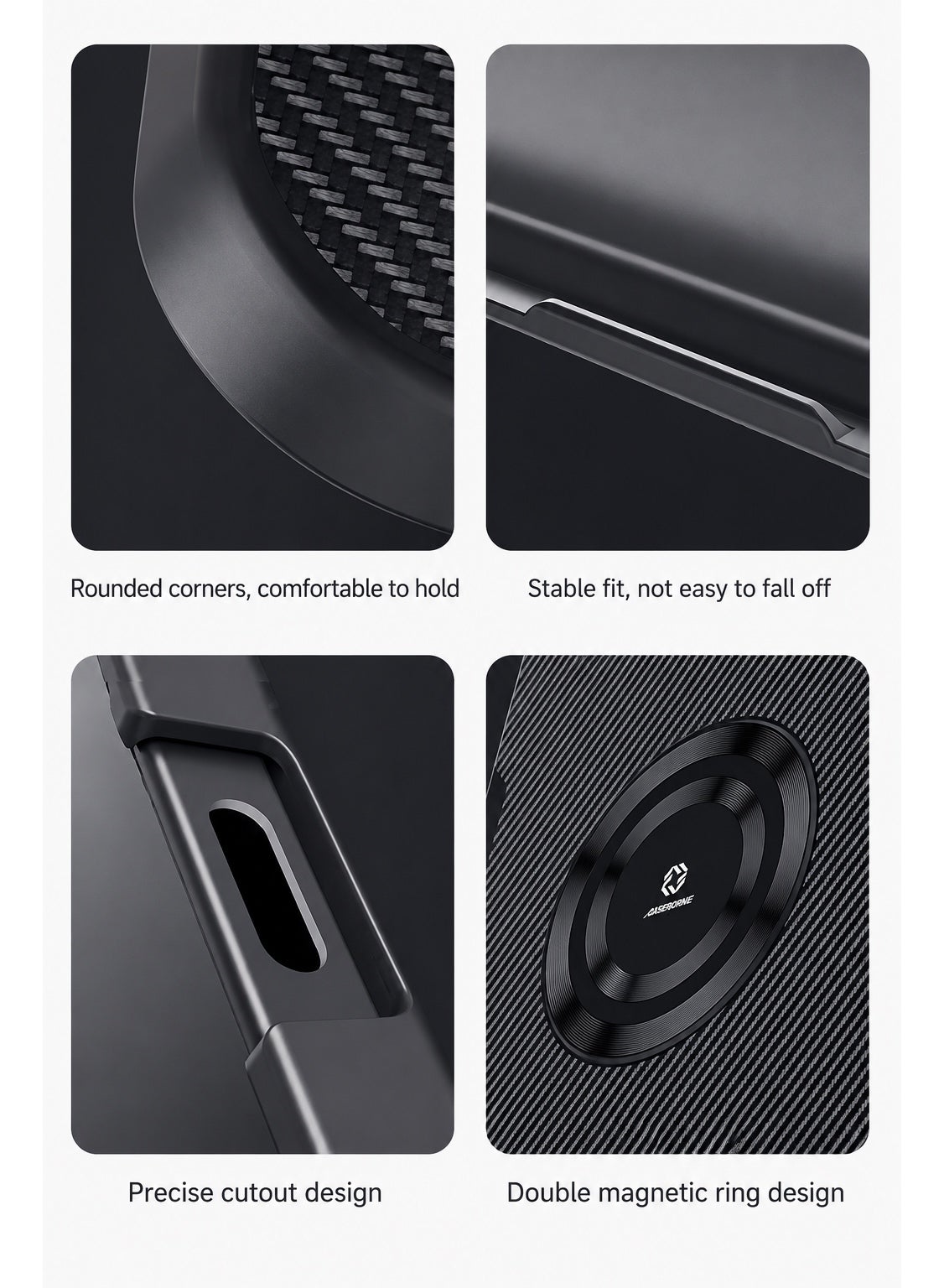 PIVA 2-in-1 Magnetic Gaming Protective Case, Carbon Fiber TPU Cover with Built-I