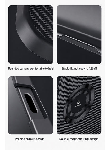 PIVA 2-in-1 Magnetic Gaming Protective Case, Carbon Fiber TPU Cover with Built-I